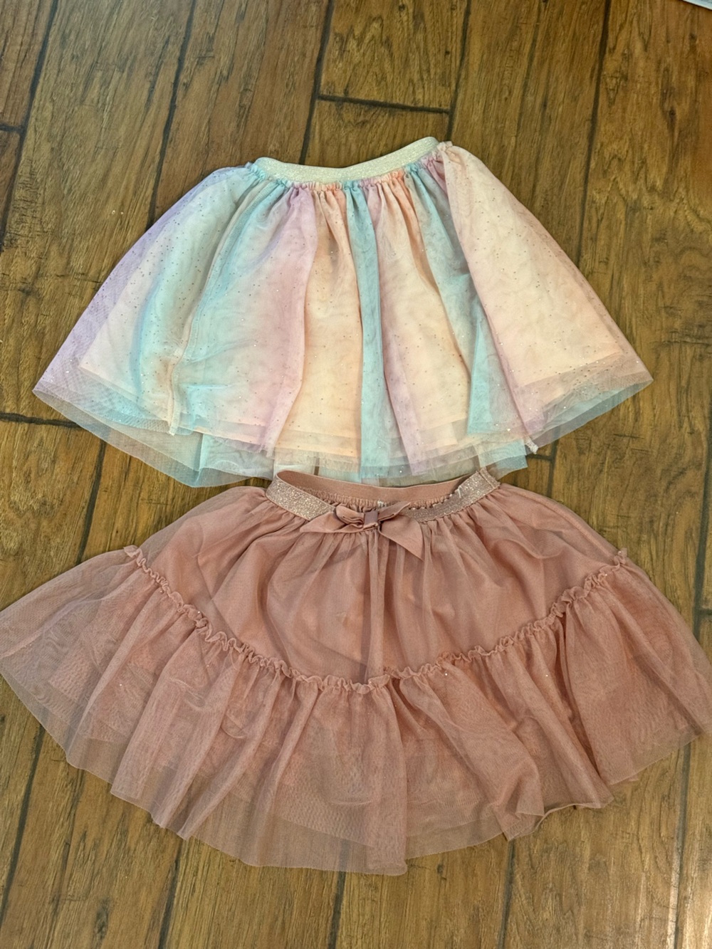 H&M Girls' Pastel Rainbow & Dusty Rose Tulle Skirt Set - Kids Dresses